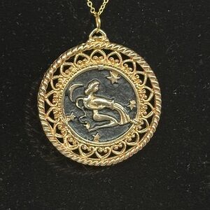 Gold and Black Zodiac Pendant Necklace